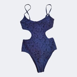Aerie Navy Crochet One-Piece Swimsuit!